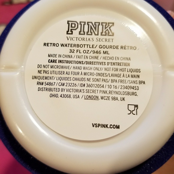 Victoria’s Secret Pink Navy Retro Graphic Beach Please Palm Trees Water Bottle - Picture 5 of 7